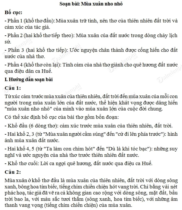 Soạn Văn Mùa Xuân Nhỏ Nhỏ Gallery 2