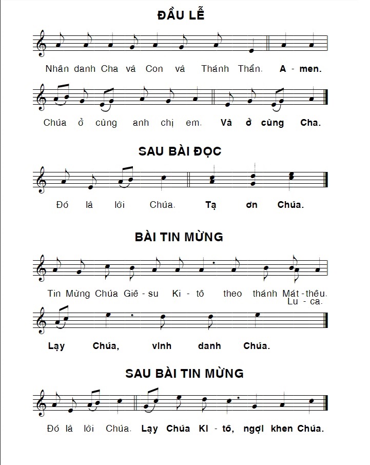 Các câu xướng đáp trong Thánh lễ PDF