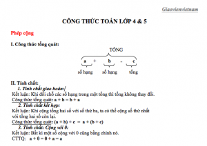 Tổng hợp công thức Toán lớp 4 PDF Gallery 1