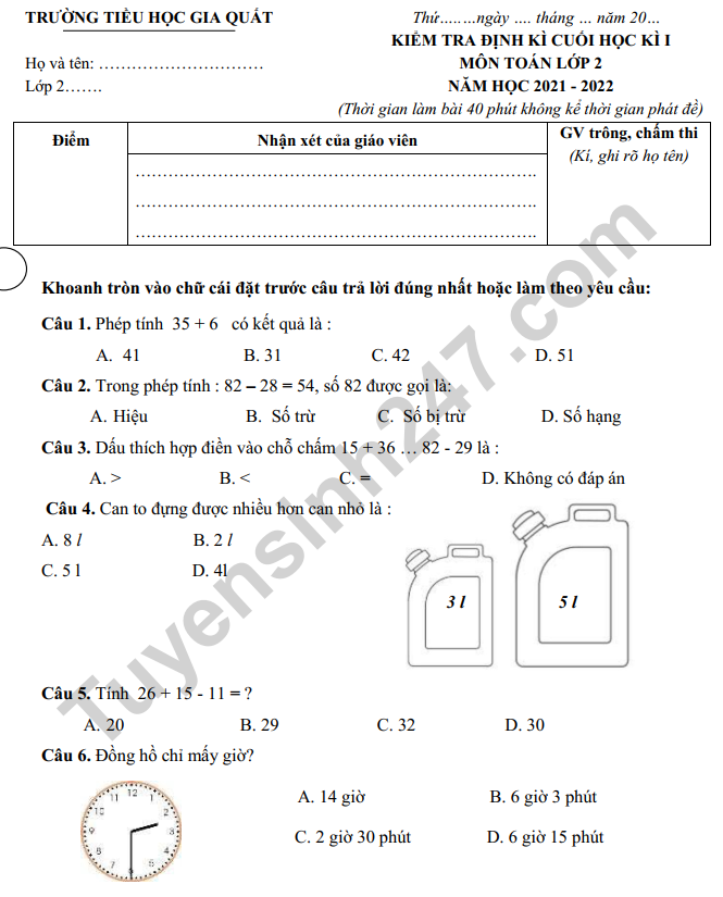 Ôn tập Toán lớp 2 học kì 1 Gallery 1