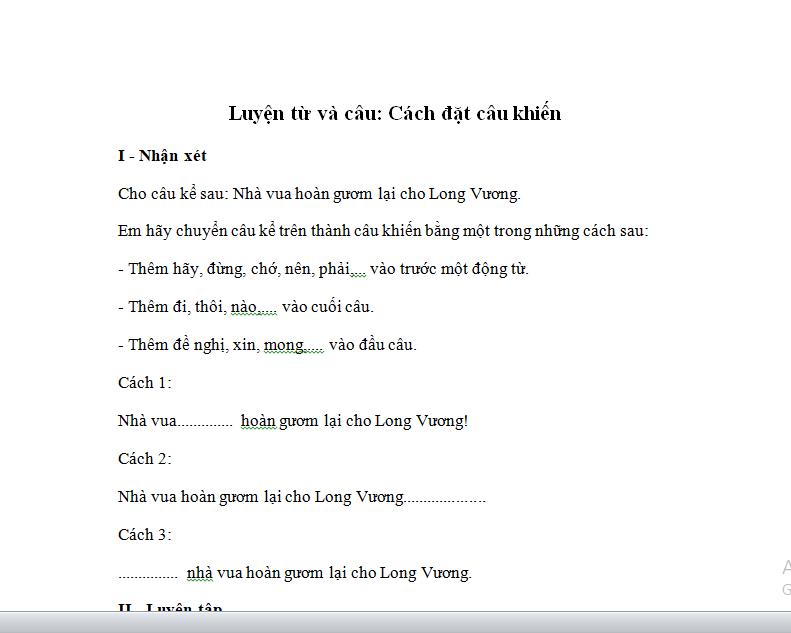 Bài tập câu khiến lớp 4 Gallery 1
