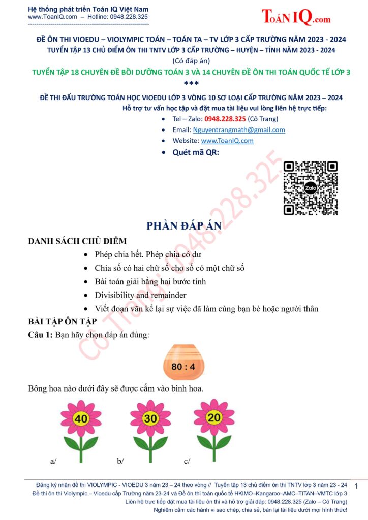 Đề thi đấu trường toán học lớp 3 Gallery 1