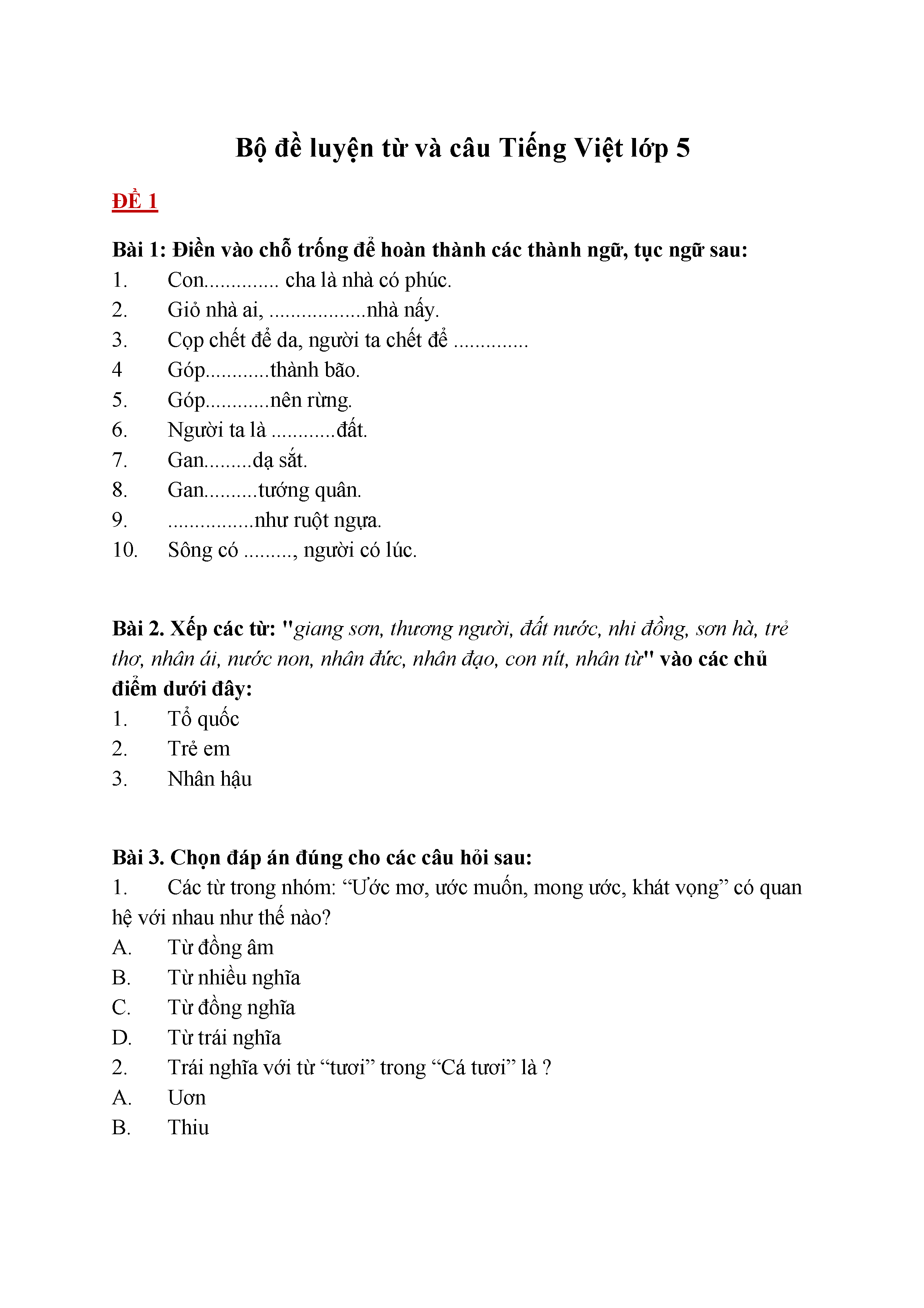 Giải Luyện Từ và Câu Lớp 5 Gallery 1