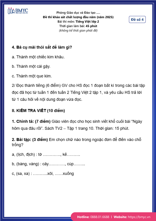 Bộ Đề Thi Tiếng Việt Lớp 2: Chuẩn bị tốt nhất cho kỳ thi sắp tới Gallery 1