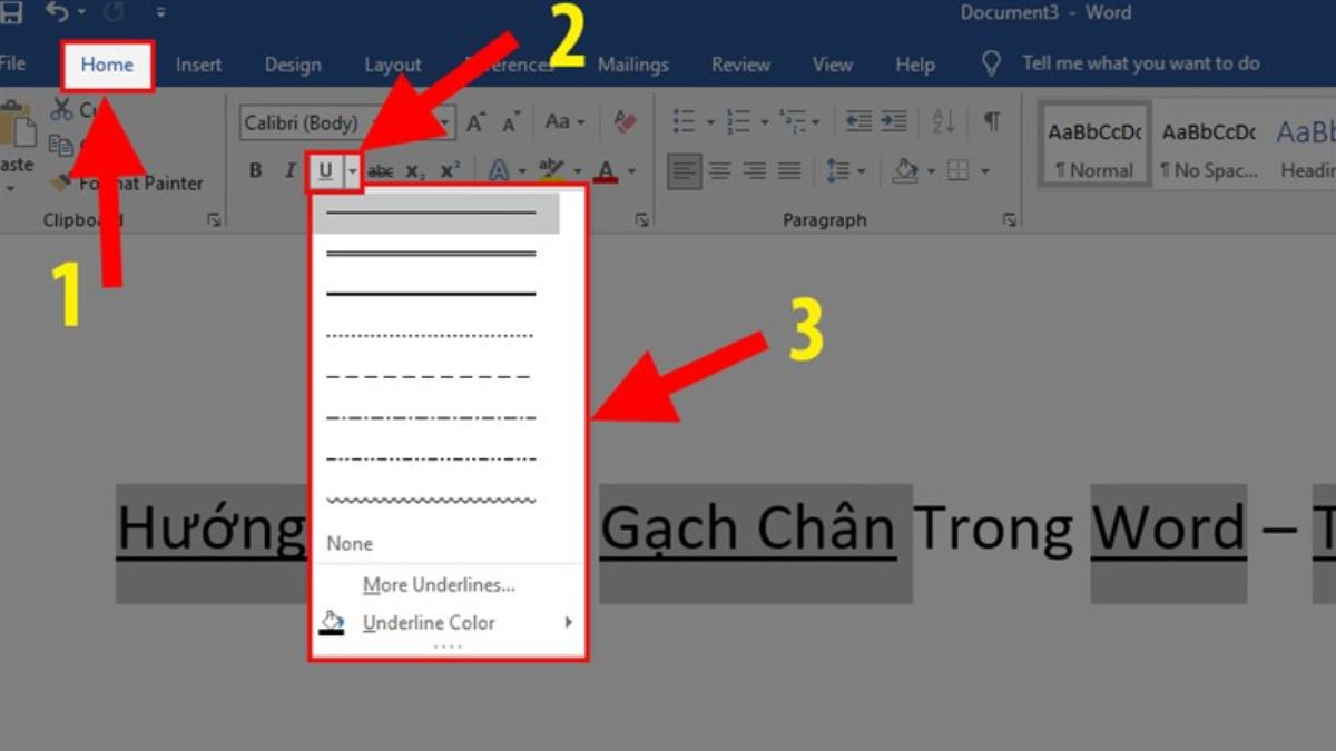 Cách Gạch Dưới Chữ Trong Word Gallery 2