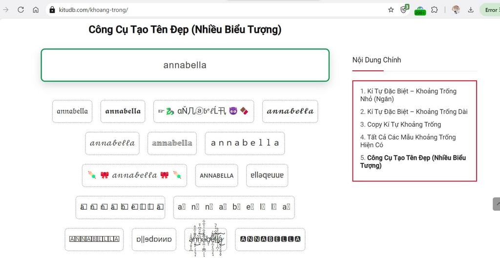 Kí tự đặc biệt khoảng trống nhỏ Gallery 1