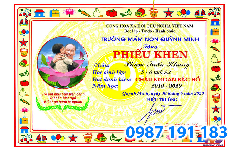 Mẫu Giấy Khen Cháu Ngoan Bác Hồ Gallery 1