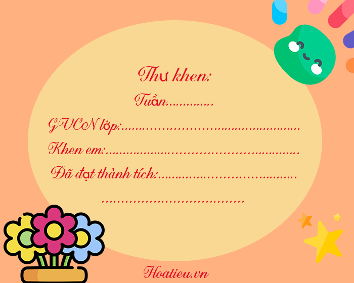 Mẫu Thư Khen Học Sinh Tiểu Học File Word Gallery 1