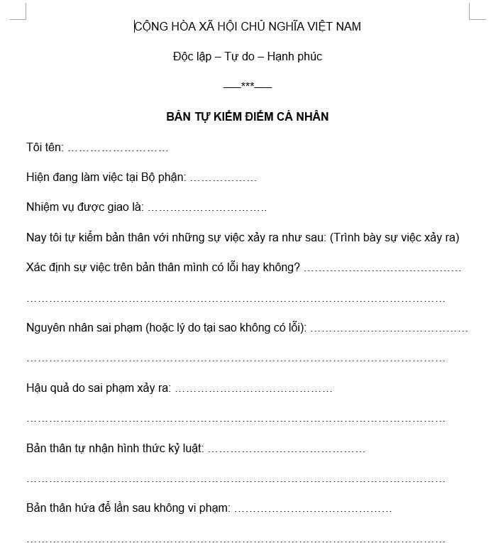 Mẫu Tờ Kiểm Điểm: Cách Viết và Tải Xuống Miễn Phí Gallery 1
