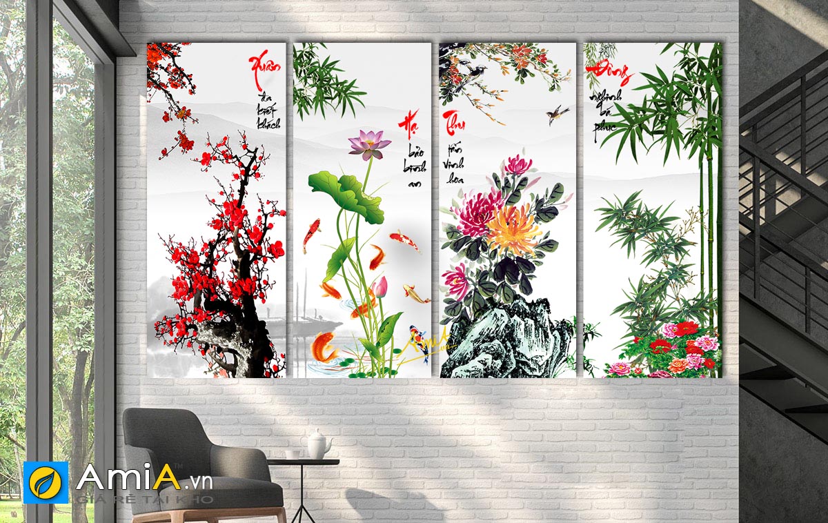 Tranh Tứ Quý Xuân Hạ Thu Đông Gallery 2