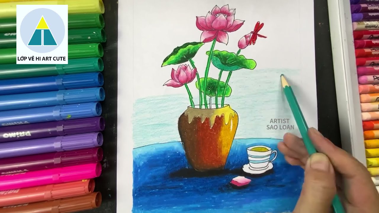 Vẽ Lọ Hoa Sen: Hướng dẫn chi tiết và các mẫu tranh đẹp Gallery 2