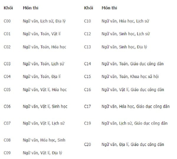 Khối CO3 gồm những môn nào? Gallery 1