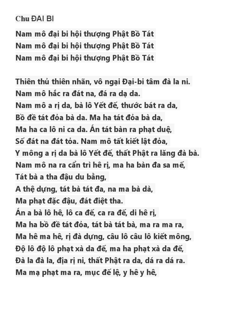 Chú Đại Bi Tiếng Việt PDF Gallery 1