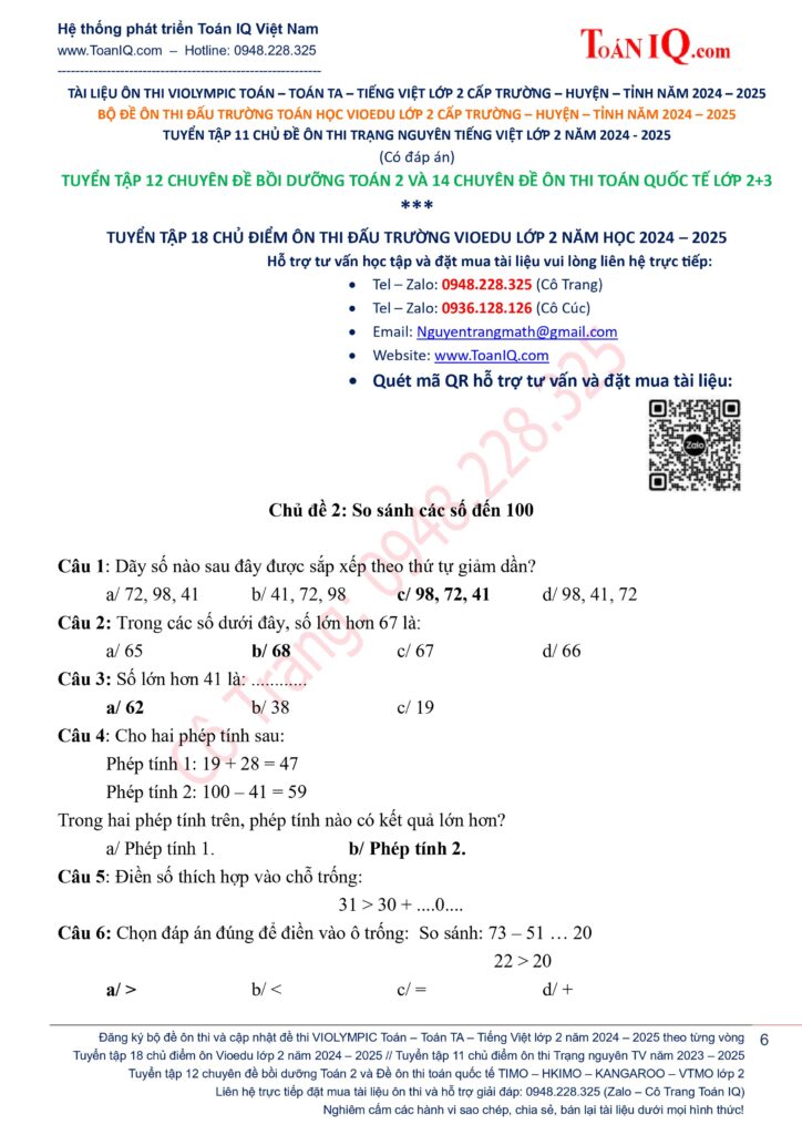 Tài liệu ôn thi VioEdu lớp 2 Gallery 1