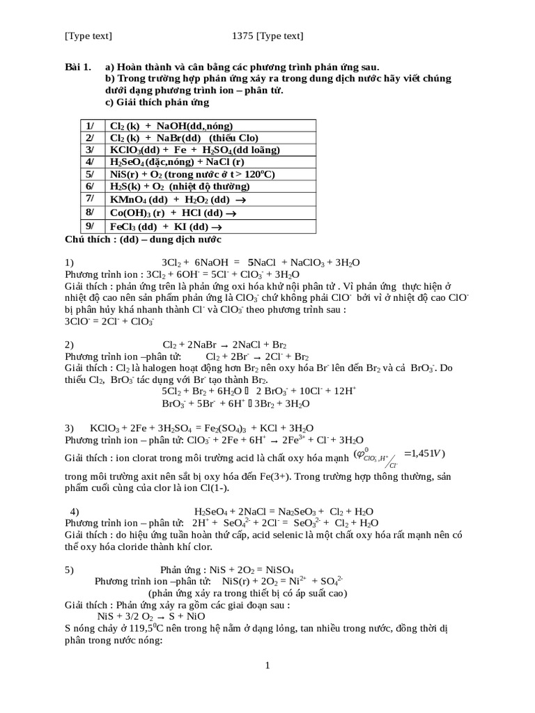 Phản ứng giữa Cl2, Cl- và ClO3- Gallery 2