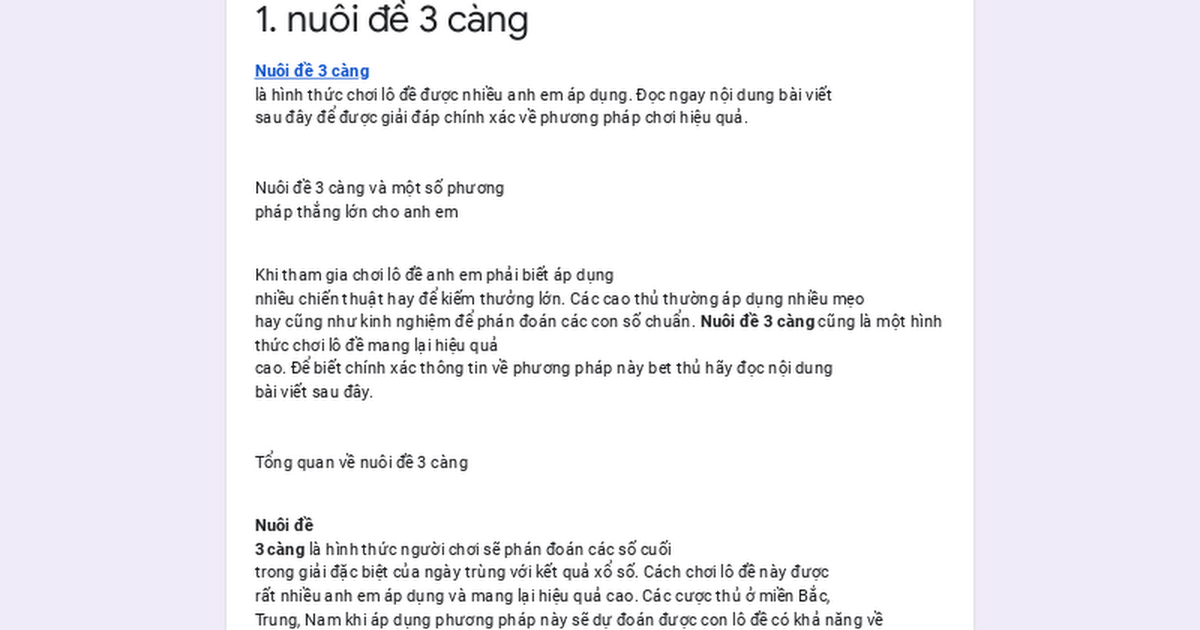 Dàn Đề Ba Càng Chuẩn Xác Nhất Hiện Nay Gallery 1