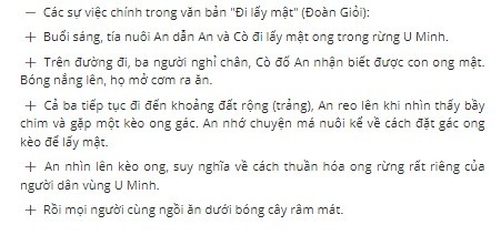 Đi Lấy Mật: Tóm Tắt Các Sự Kiện Chính