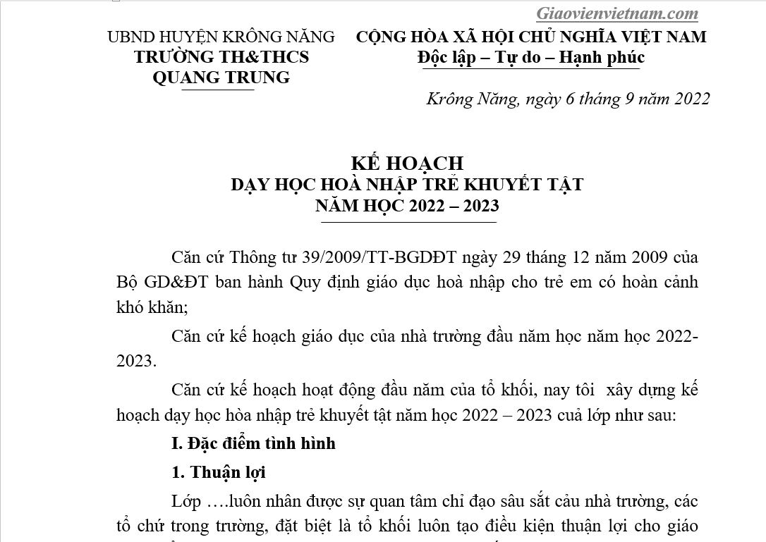 Hồ sơ khuyết tật lớp 4 Gallery 1