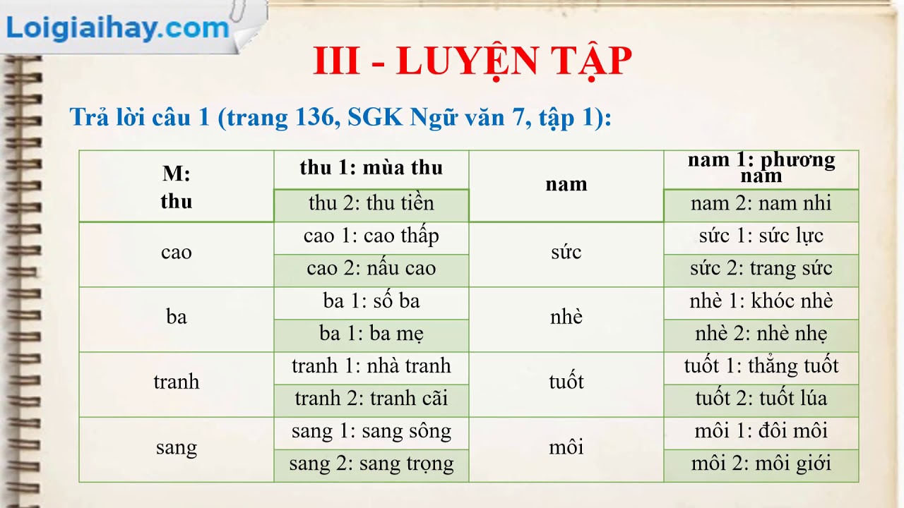 Ví dụ về từ đồng âm trong Tiếng Việt Gallery 1
