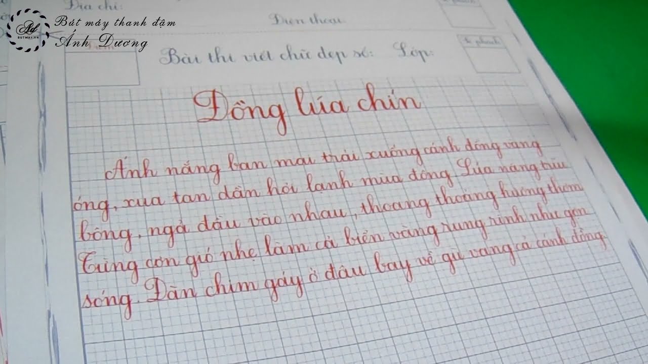 Mẫu Bài Thi Viết Chữ Đẹp Lớp 2 Gallery 1