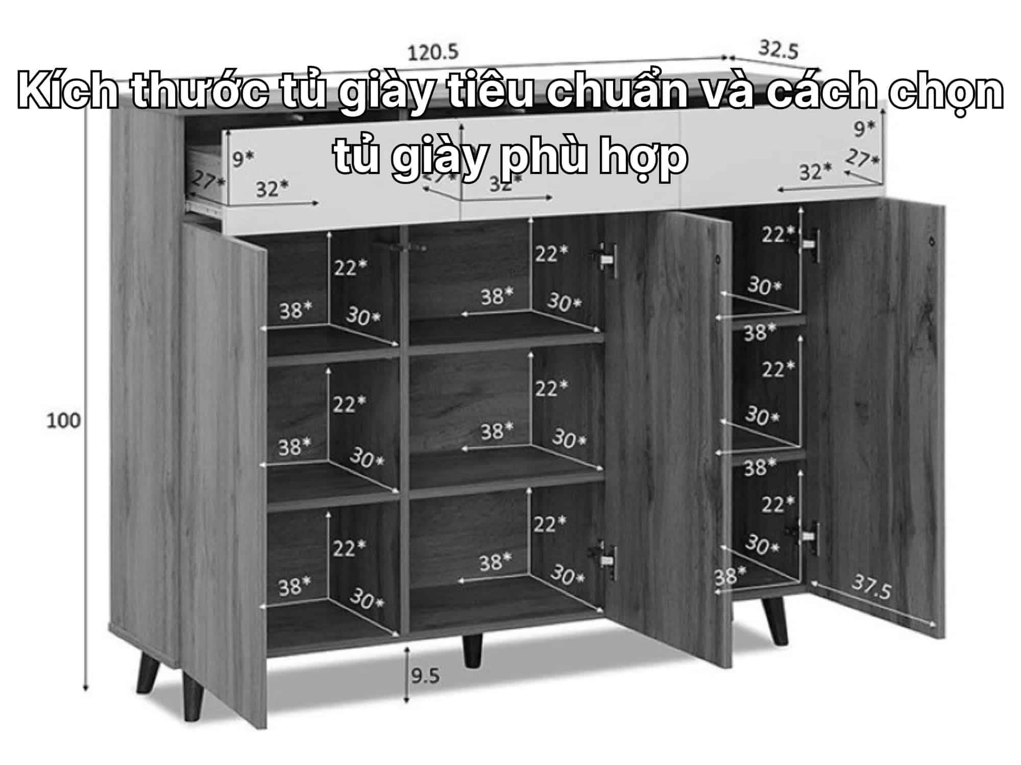 Kích thước tủ giày 2 cánh chuẩn nhất hiện nay Gallery 1