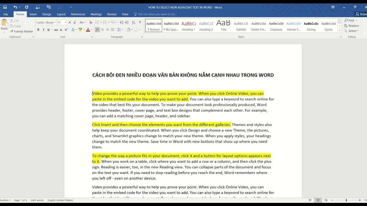 Cách Bôi Đen Ngắt Quãng Trong Word