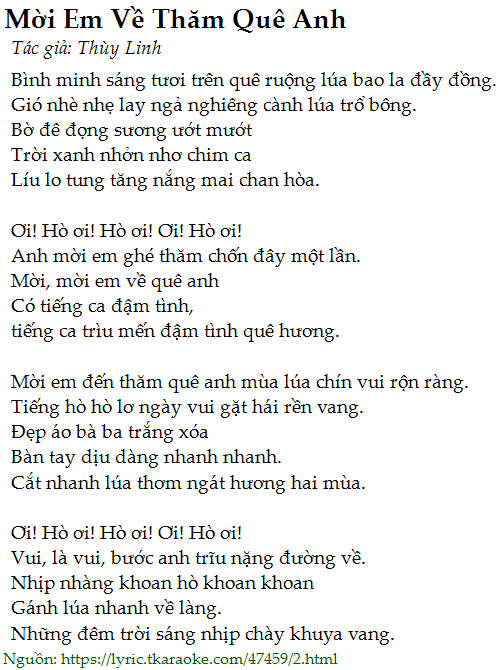 Mời Anh Về Thăm Quê Em Lời Gallery 2
