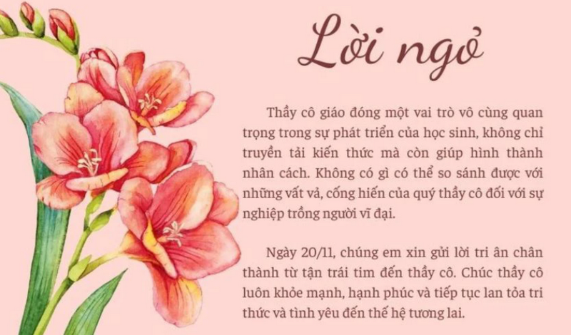 Lời Ngỏ 20/11 Ngắn Gọn Ý Nghĩa Gallery 2