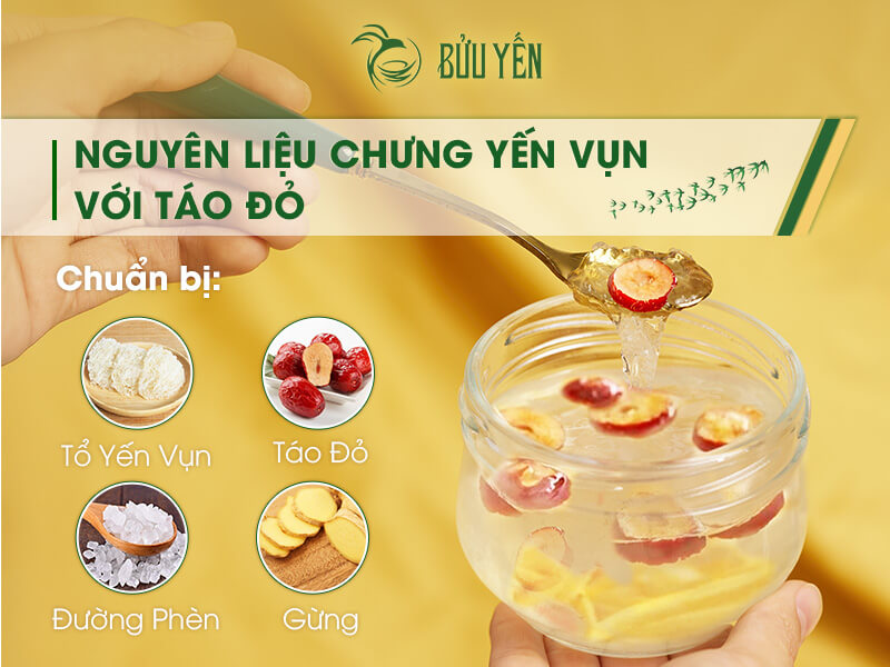 Cách Chưng Yến Vụn Với Táo Đỏ