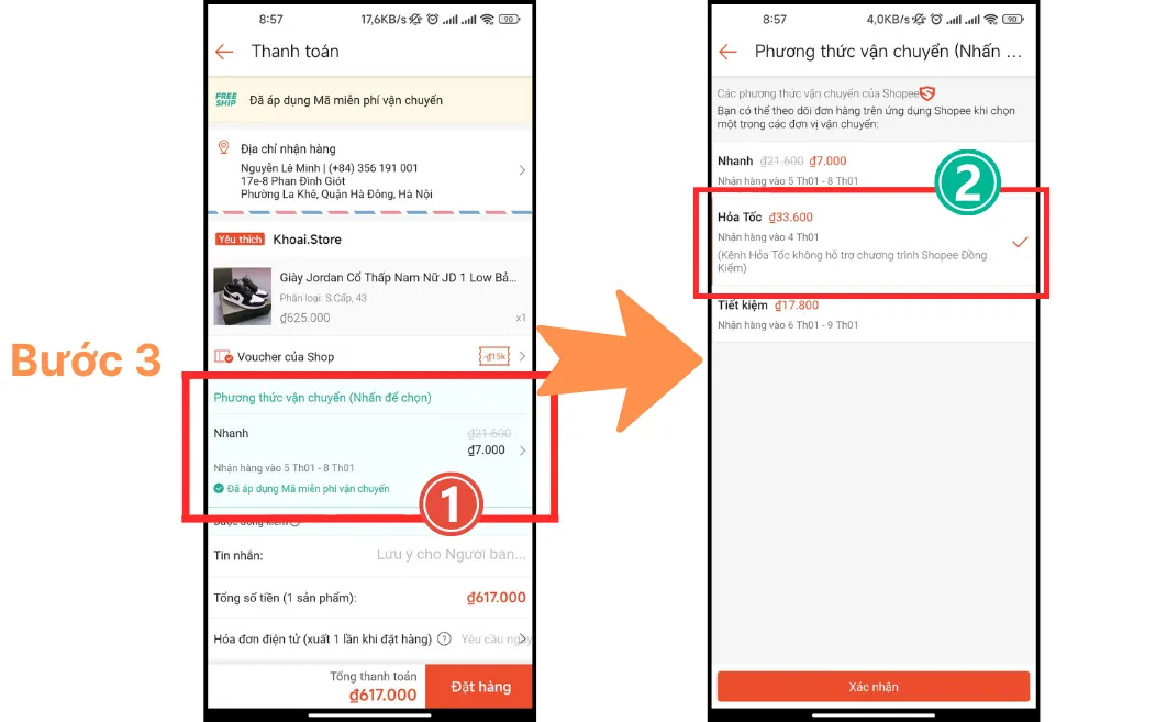 Cách đặt hỏa tốc trên Shopee