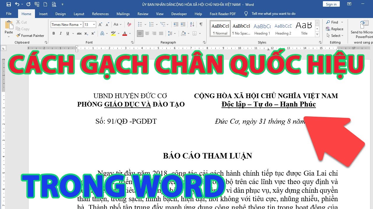 Cách Gạch Chân Quốc Hiệu Trong Word