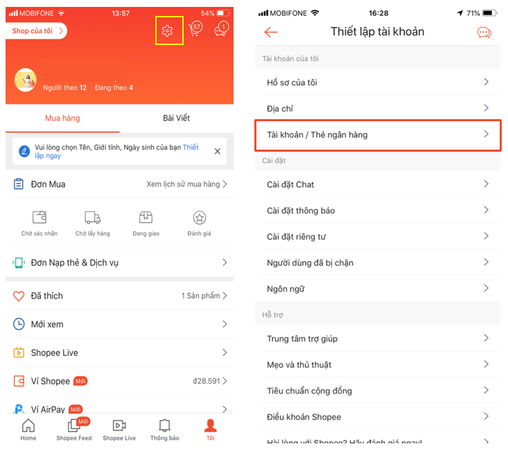 Cách Gỡ Tài Khoản Ngân Hàng Trên Shopee