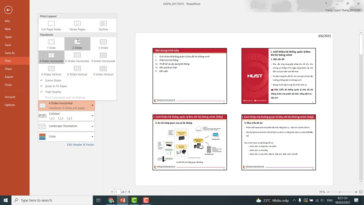 Cách In Powerpoint 4 Slide 1 Trang Giấy 2 Mặt