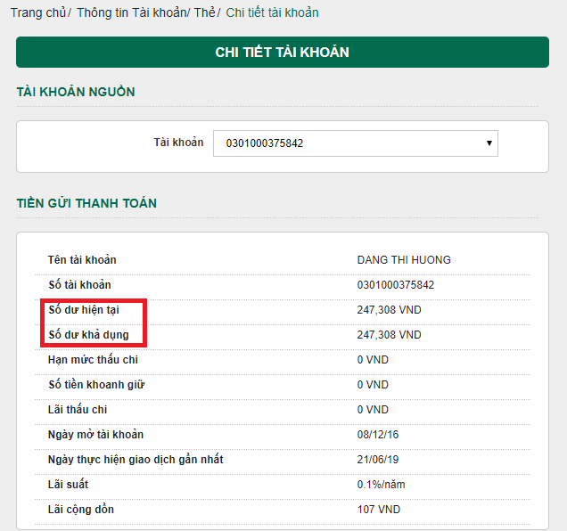Cách lấy lại số tiền khoanh giữ Vietcombank