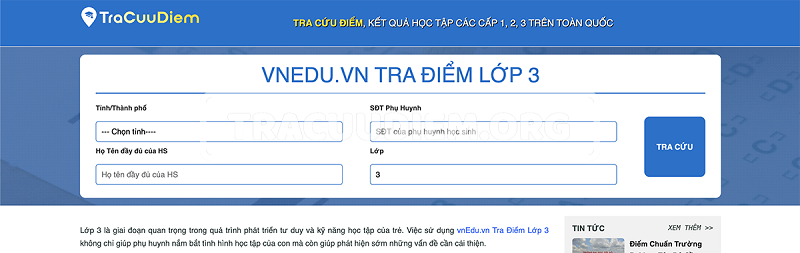VNedu.vn Tra Điểm Lớp 3 Gallery 1