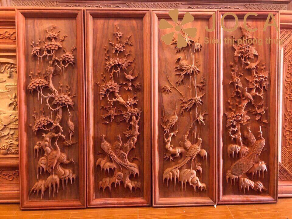 Tranh Tứ Quý Gỗ Treo Phòng Khách - Mang Tài Lộc Và May Mắn Vào Ngôi Nhà Bạn Gallery 2