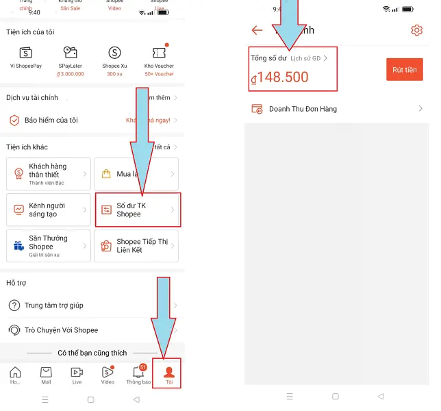 Cách Mua Hàng Bằng Số Dư Tài Khoản Shopee