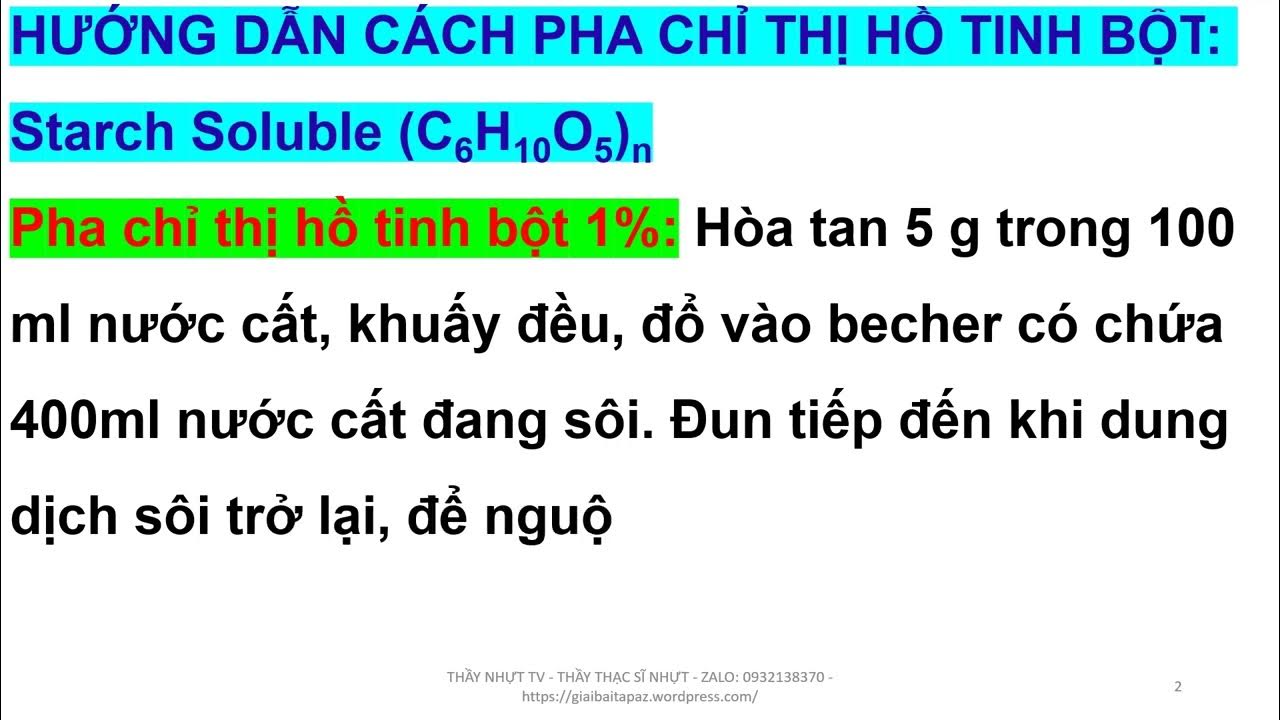 Cách Pha Hồ Tinh Bột Chuẩn Nhất