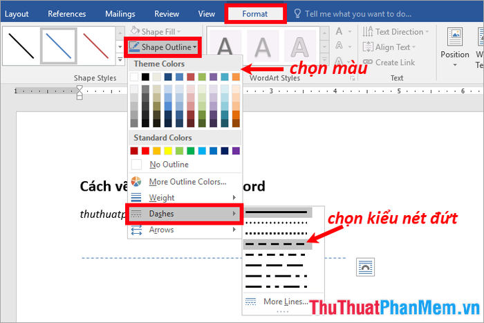 Cách tạo nét đứt trong Word