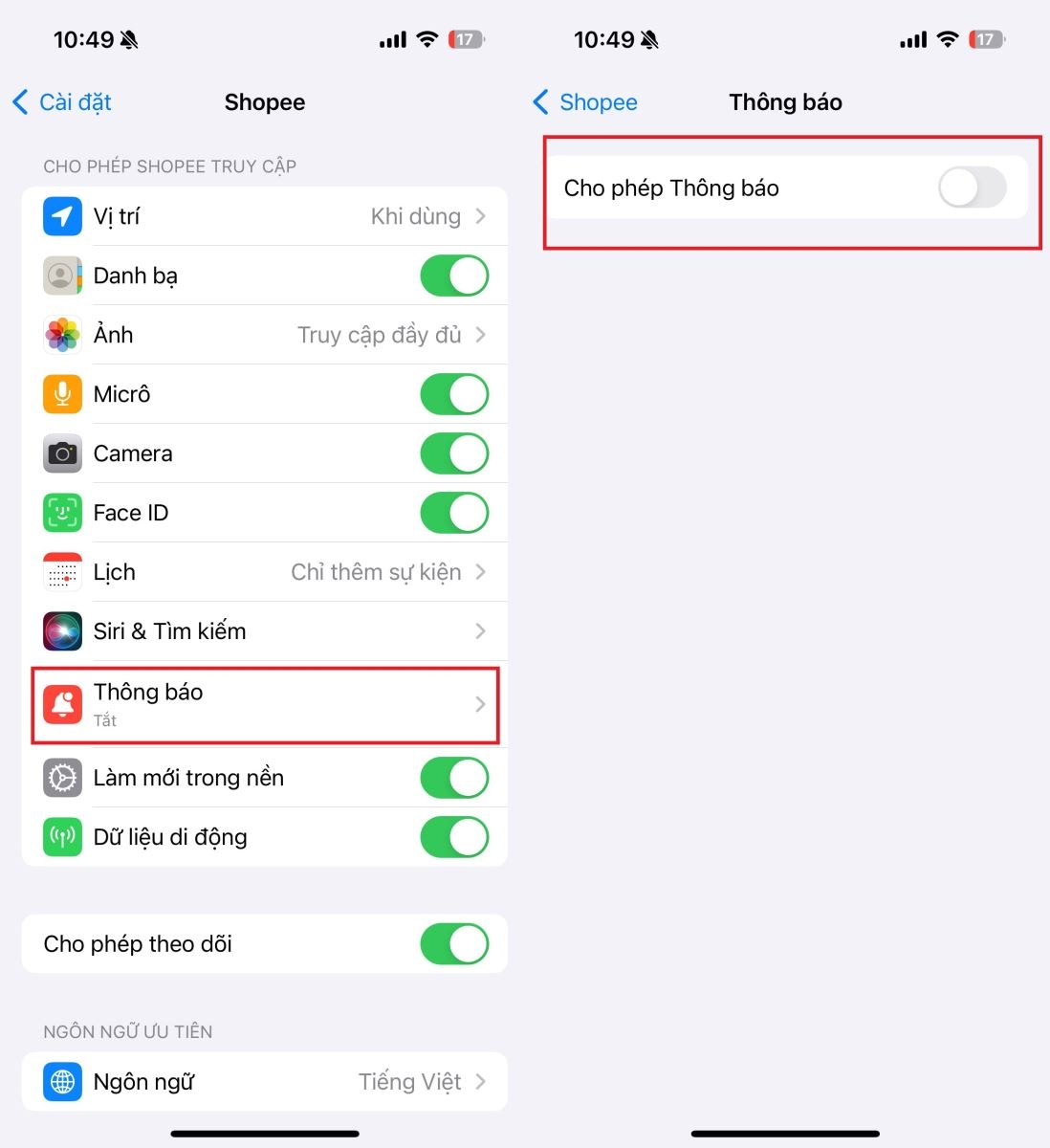 Cách Tắt Thông Báo Trên Shopee