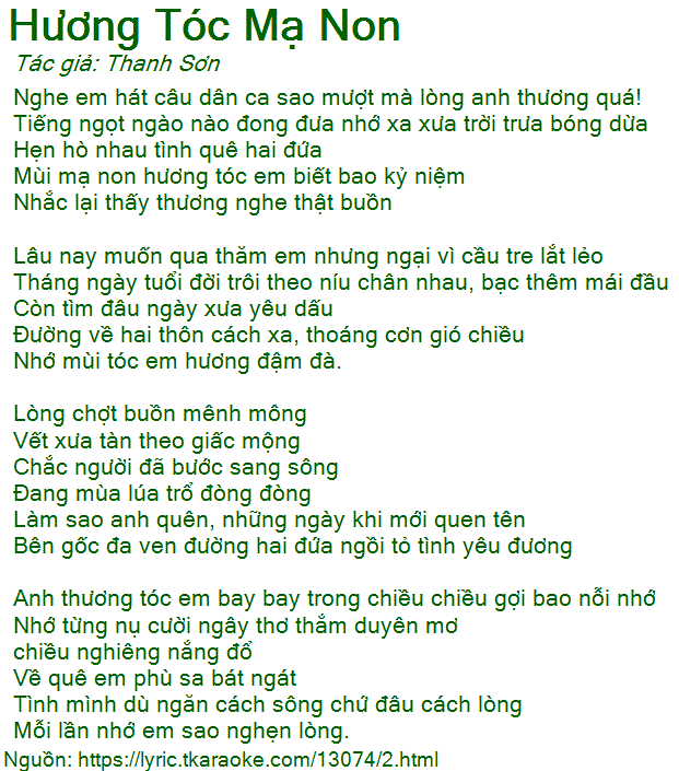 Hương Tóc Mạ Non Lời Bài Hát Gallery 2