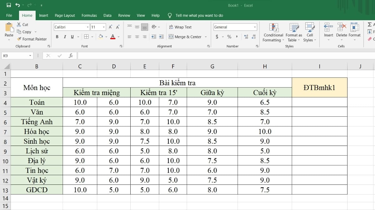 Cách Tính Điểm Cuối Học Kỳ 1