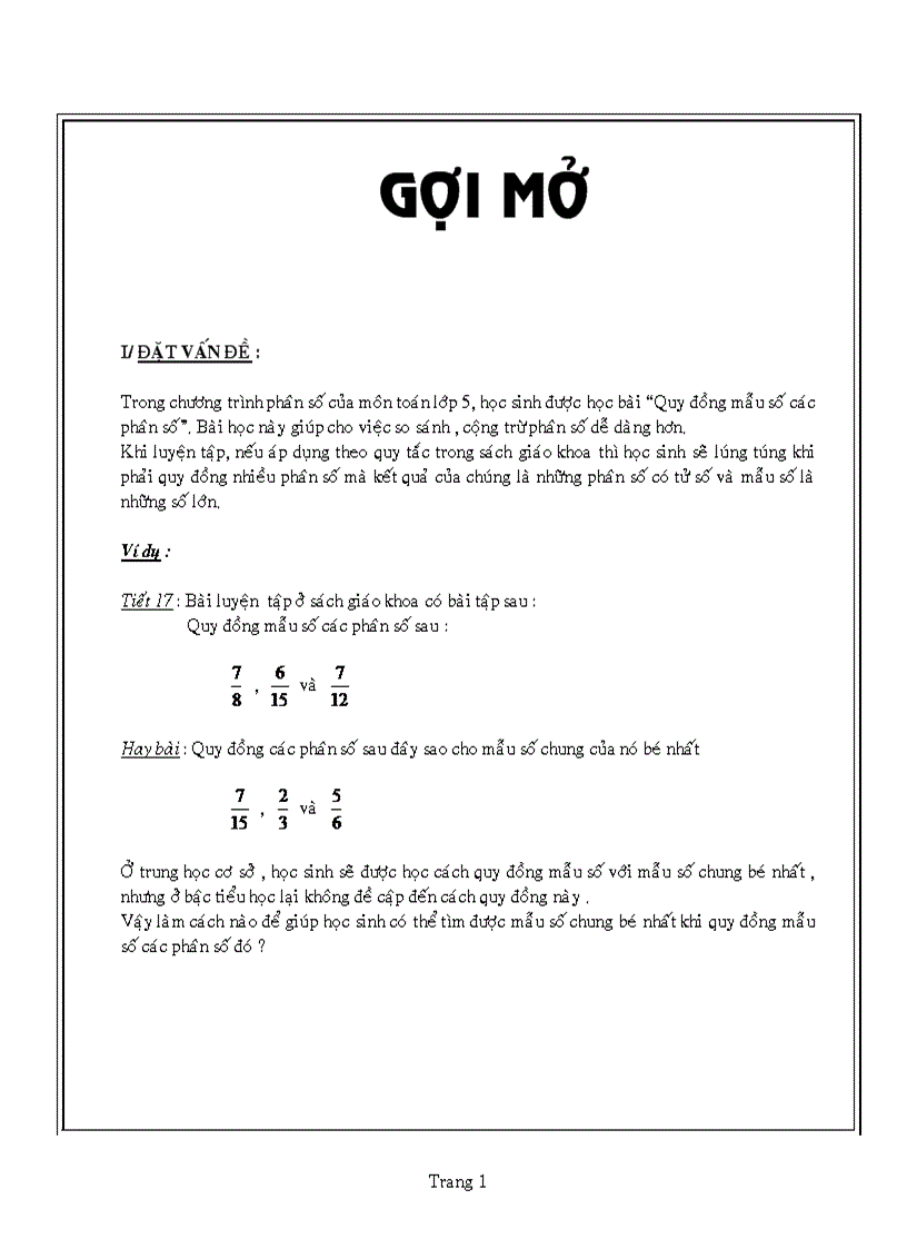 Cách Tính Mẫu Số Chung