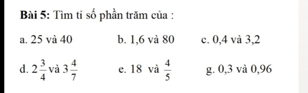 Tìm tỉ số phần trăm của 25 và 40 Gallery 1