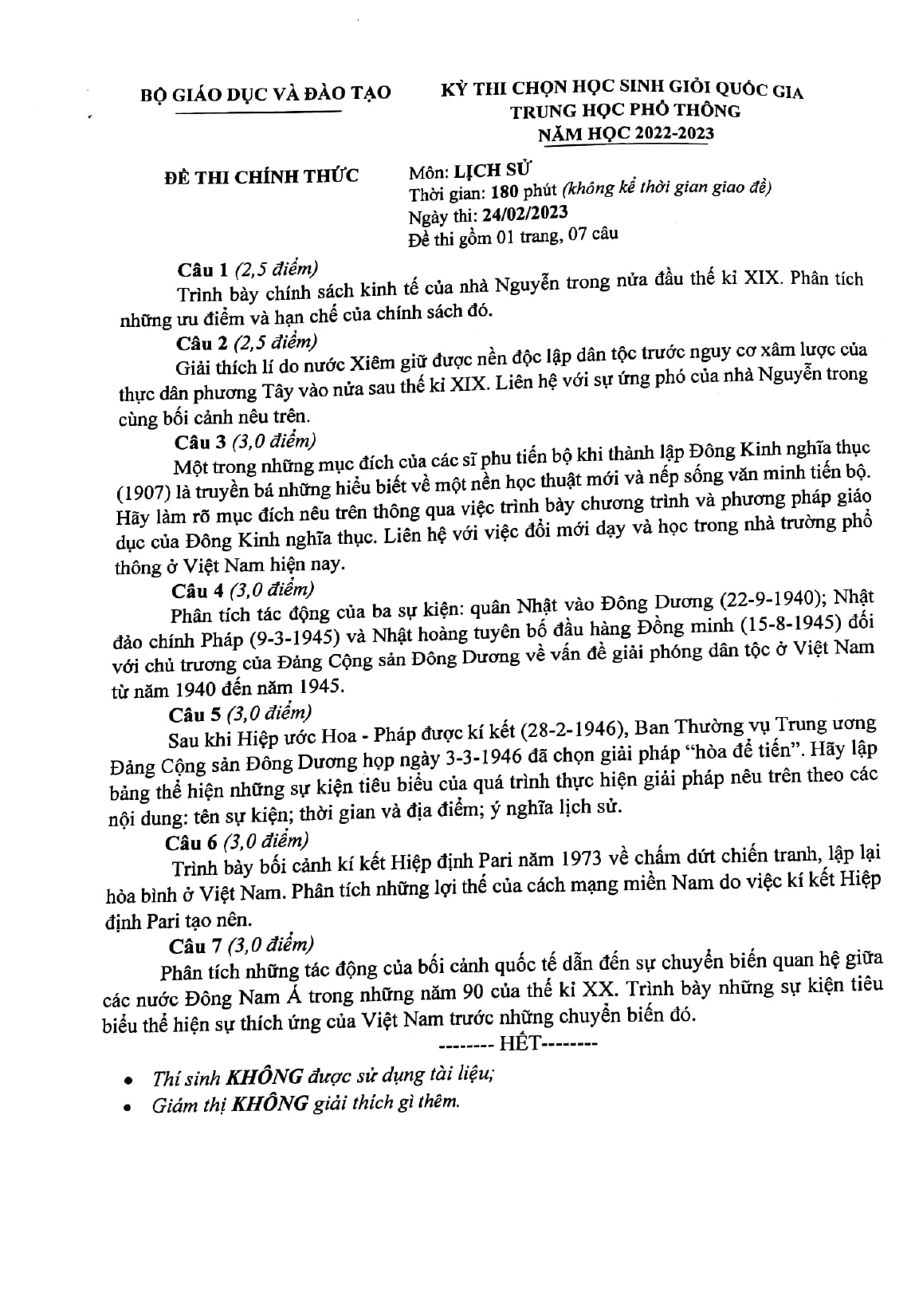 Cách Trình Bày Bài Thi Học Sinh Giỏi Môn Sử