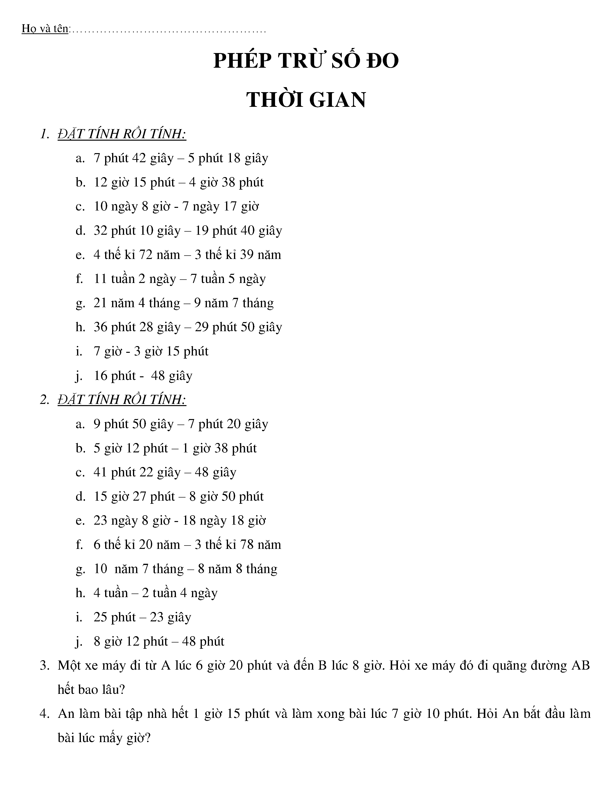 Trừ Số Đo Thời Gian Lớp 5: Cách Tính và Bài Tập Gallery 1