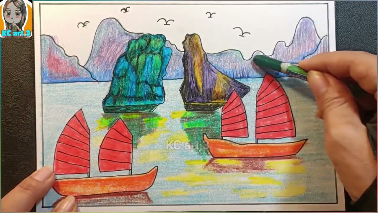 Cảnh Biển Vẽ Vịnh Hạ Long Đơn Giản Gallery 1