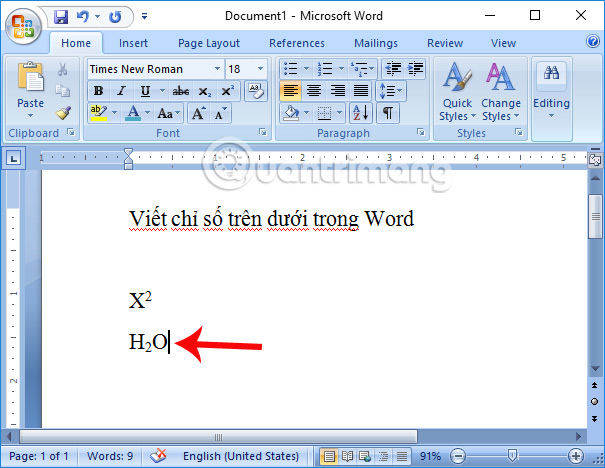 Cách Viết Chỉ Số Dưới