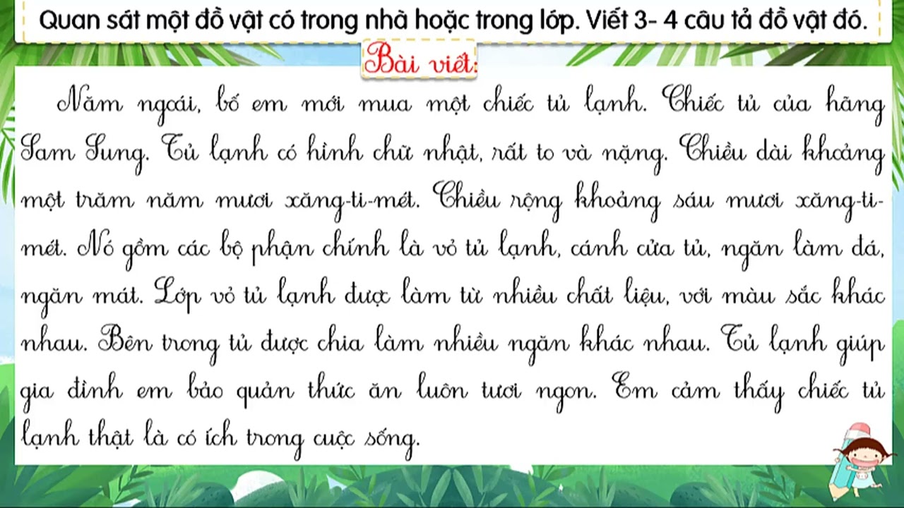 Viết đoạn văn tả về đồ vật trong nhà lớp 3 Gallery 1
