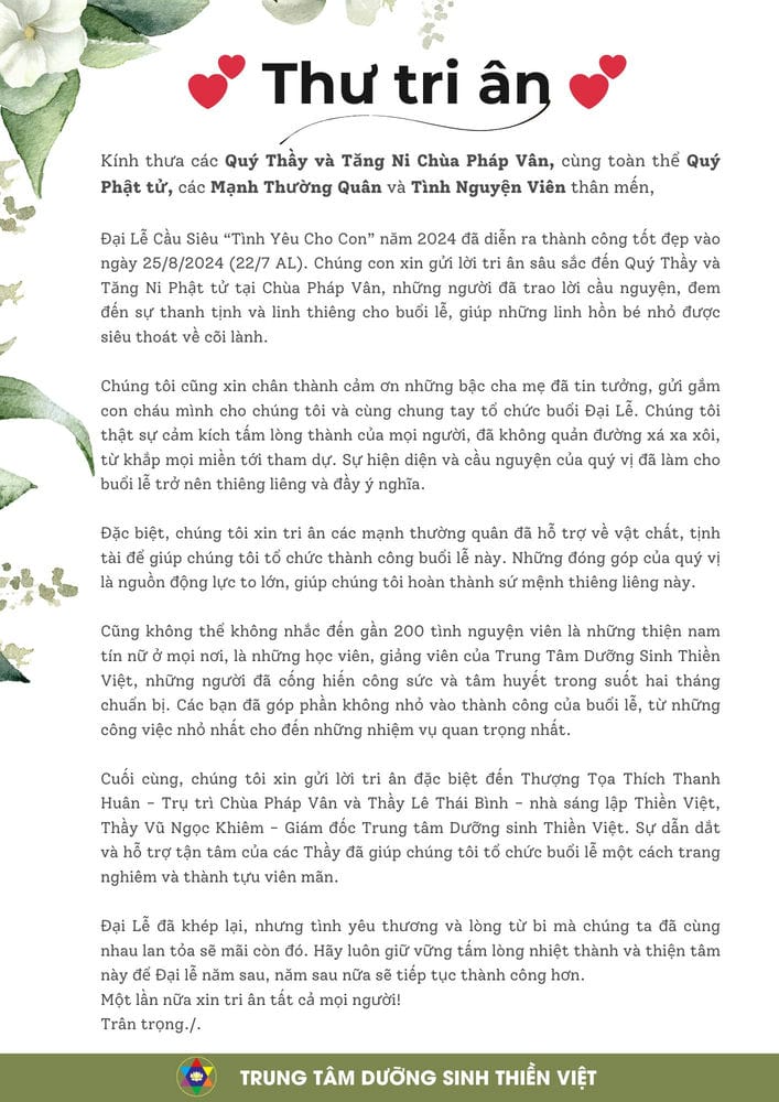 Thư Tri Ân Cha Mẹ - Lời Cảm Ơn Thành Kính Dâng Tặng Người Có Công Sinh Thành Gallery 2